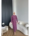 Qu - Carmen Kareli Etekli Takım - Bordo