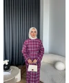 Qu - Carmen Kareli Etekli Takım - Bordo
