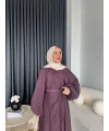 Qu - Balon Kol Etekli Takım - Mürdüm