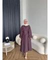Qu - Balon Kol Etekli Takım - Mürdüm