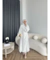 Qu - Balon Kol Etekli Takım - Ekru