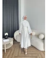 Qu - Balon Kol Etekli Takım - Ekru