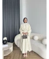 Qu - Balon Kol Etekli Takım - Krem