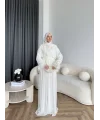 Ah - Elanar Fırfır Detaylı Pantolonlu Takım - Ekru