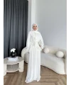 Ah - Elanar Fırfır Detaylı Pantolonlu Takım - Ekru