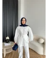 Hen - Mihra Bel Detaylı Gömlek - Beyaz