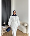 Hen - Mihra Bel Detaylı Gömlek - Beyaz