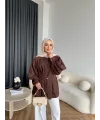 Hen - Mihra Bel Detaylı Gömlek - Kahve