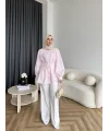 Hen - Mihra Bel Detaylı Gömlek - Pembe