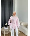 Hen - Mihra Bel Detaylı Gömlek - Pembe