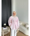Hen - Mihra Bel Detaylı Gömlek - Pembe