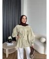 Hen - Mihra Bel Detaylı Gömlek - Yeşil