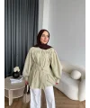 Hen - Mihra Bel Detaylı Gömlek - Yeşil