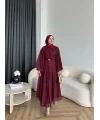 Hen - Margo Şifon Elbise - Bordo