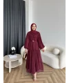 Hen - Margo Şifon Elbise - Bordo