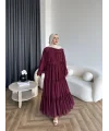 Hen - Luzy Şifon Elbise - Bordo