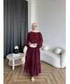 Hen - Luzy Şifon Elbise - Bordo