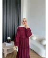 Hen - Luzy Şifon Elbise - Bordo
