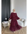 Hen - Luzy Şifon Elbise - Bordo