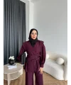 Duq - Gofre Çizgili Takım - Bordo