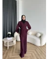 Duq - Gofre Çizgili Takım - Bordo