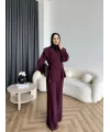 Duq - Gofre Çizgili Takım - Bordo
