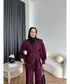 Duq - Gofre Çizgili Takım - Bordo