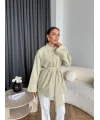 Hen - Noble Kuşaklı Gömlek - Fıstık Yeşili