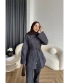 Fuş - Taş Detaylı Fermuarlı Pantolonlu Takım - Lacivert