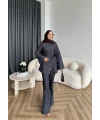 Fuş - Taş Detaylı Fermuarlı Pantolonlu Takım - Lacivert