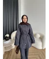 Fuş - Taş Detaylı Fermuarlı Pantolonlu Takım - Lacivert