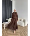 Hen - Visor Fiyonklu Etekli Takım - Kahve