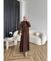Hen - Visor Fiyonklu Etekli Takım - Kahve