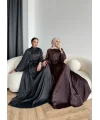 Hew - Gasto Taşlı Saten Elbise - Bordo