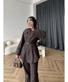 Tb - Stew Taş Detay Denim Takım - Kahve