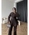 Tb - Stew Taş Detay Denim Takım - Kahve