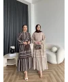 Hew - Warm Bağcıklı Deseneli Elbise - Vizon