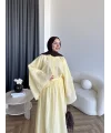 Qu - Yarasa Kol Brode Etekli Takım - Sarı