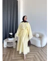 Qu - Yarasa Kol Brode Etekli Takım - Sarı