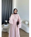 Qu - Yarasa Kol Brode Etekli Takım - Pembe