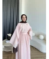 Qu - Yarasa Kol Brode Etekli Takım - Pembe