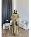 Qu - Yarasa Kol Brode Etekli Takım - Yağ Yeşili