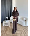 Fuş - Luxe Omuzu Püskül İpli Takım - Acı Kahve
