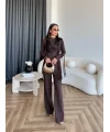 Fuş - Luxe Omuzu Püskül İpli Takım - Acı Kahve