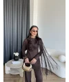 Fuş - Luxe Omuzu Püskül İpli Takım - Acı Kahve