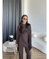 Fuş - Luxe Omuzu Püskül İpli Takım - Acı Kahve