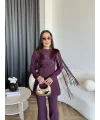 Fuş - Luxe Omuzu Püskül İpli Takım - Bordo