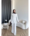 Fuş - Luxe Omuzu Püskül İpli Takım - Beyaz