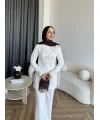 Fuş - Luxe Omuzu Püskül İpli Takım - Beyaz