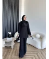 Fuş - Luxe Omuzu Püskül İpli Takım - Siyah